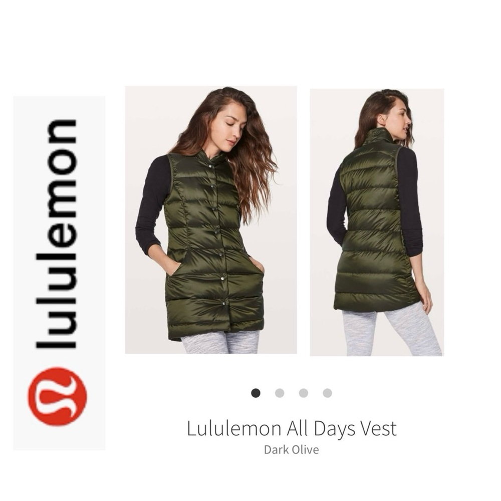 Lululemon All Days Long Vest. Dark Olive. Size 12